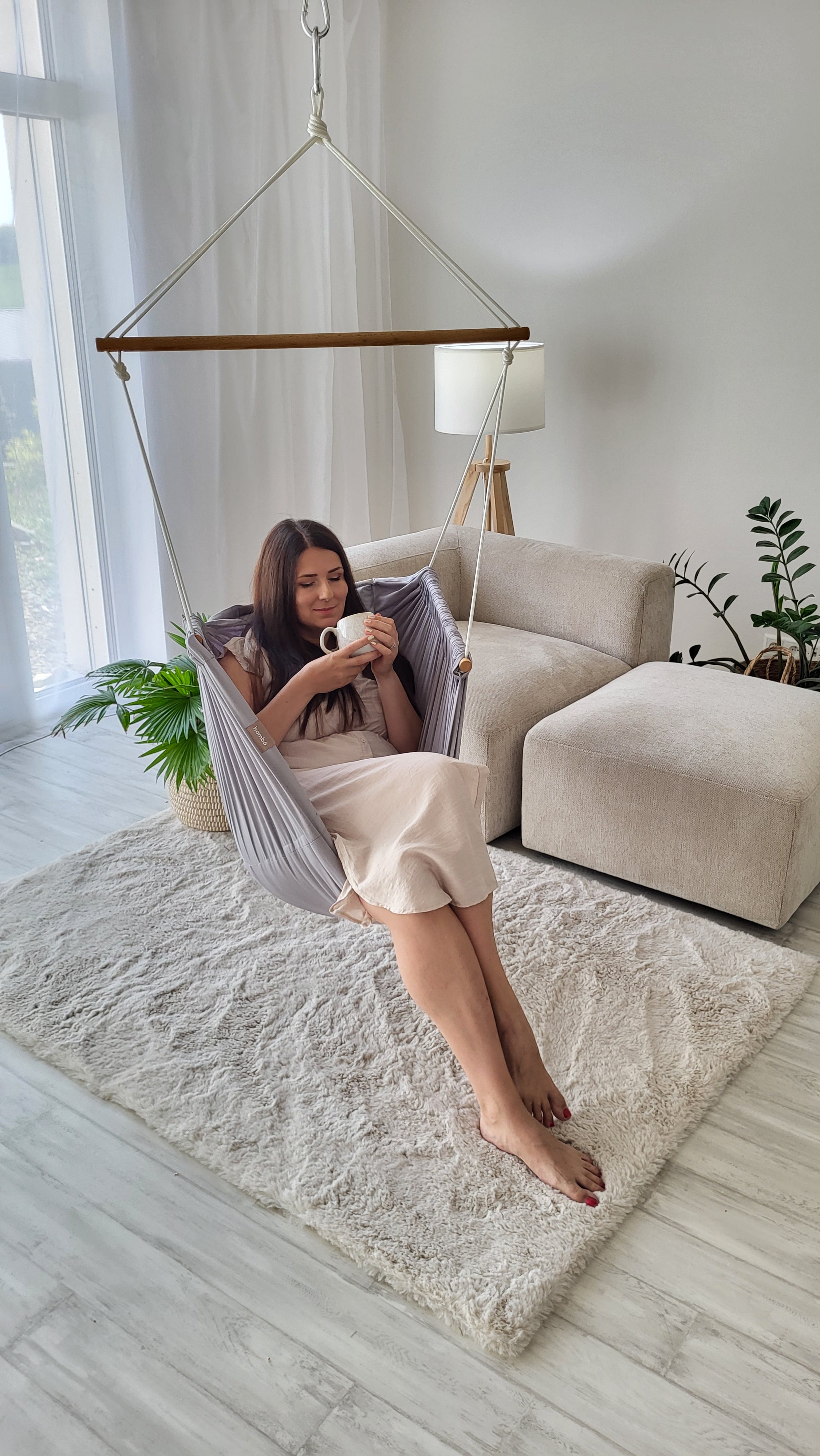 homba® zen hängesessel baumwolle grau